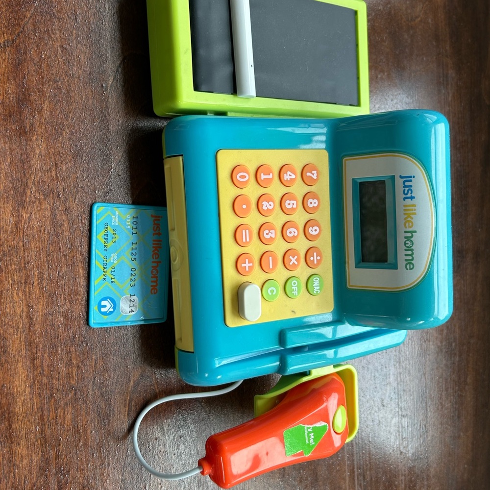 Toy Cash Register Set - Blue and Orange